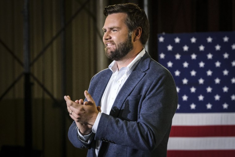 J.D. Vance addresses a rally on July 1, 2021, in Middletown, Ohio, where he announced he is joining the crowded Republican race for the Ohio U.S. Senate seat being left by Rob Portman.