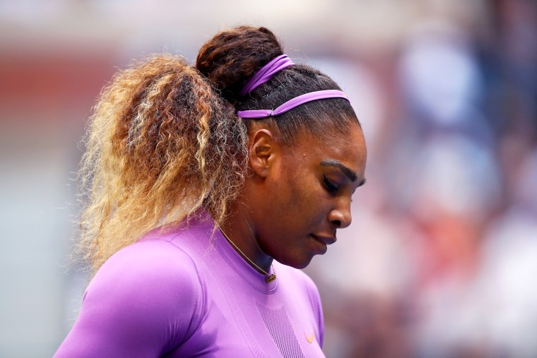 Serena Williams reacts during her Women's Singles final match against Bianca Andreescu at the U.S. Open in Queens, N.Y., on Sept. 7, 2019.