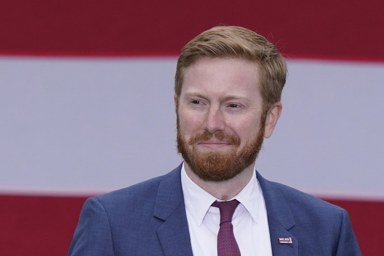 Image: Rep. Peter Meijer speaks at a campaign rally on Oct. 14 in Grand Rapids, Mich.