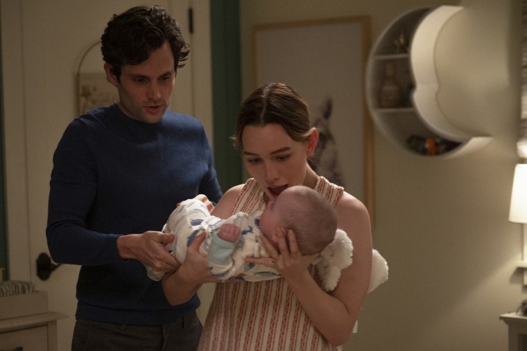 Penn Badgley and Victoria Pedretti in "You" season three