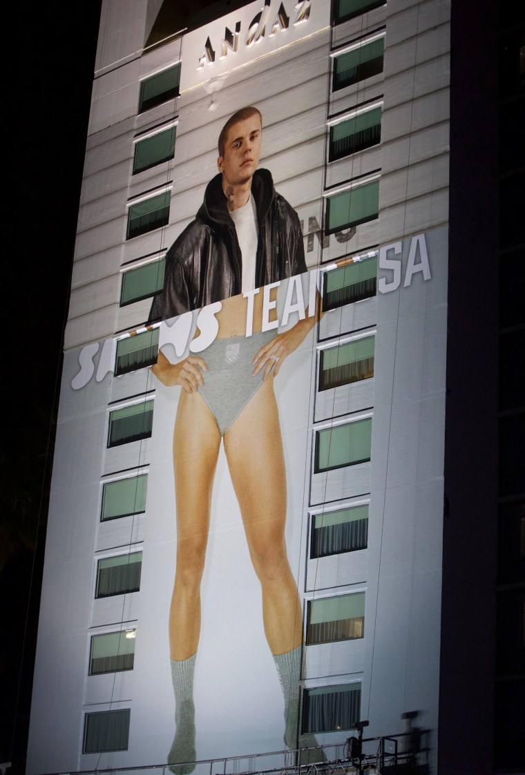 Uh oh! Justin Bieber's AD gets mixed with Kim Kardashian's SKIMS AD on the Sunset Strip