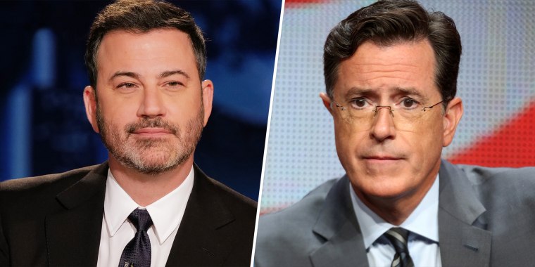 Split of hosts Jimmy Kimmel and Stephen Colbert