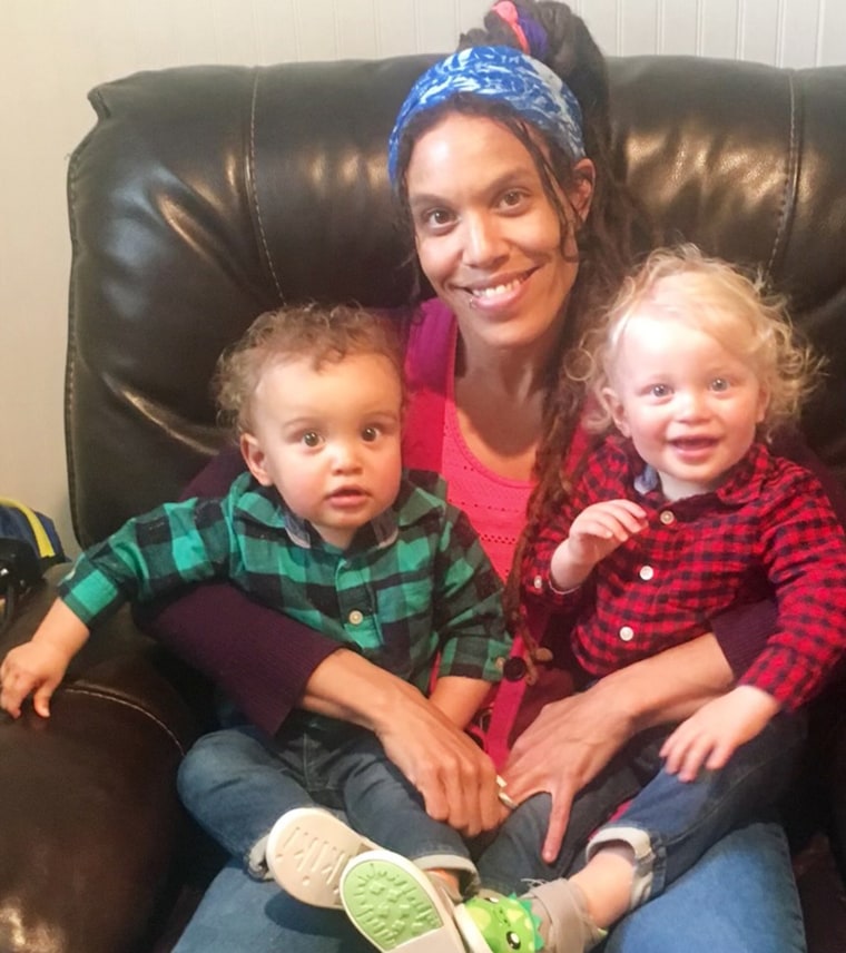 Jennifer Milner with her biracial twins, Joshua and Jakob. 