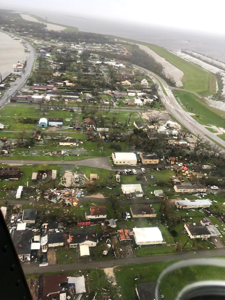 Image: The Coast Guard conducts Hurricane Ida post-storm overflights along the Gulf Coast near Galliano, La., on Aug. 30, 2020