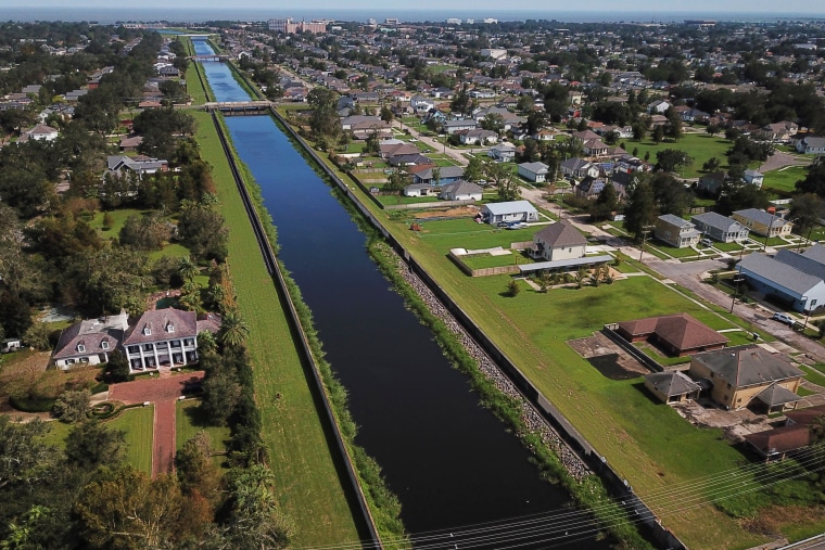 The London Avenue Canal in the Gentilly neighborhood of New Orleans on Aug. 31, 2021.