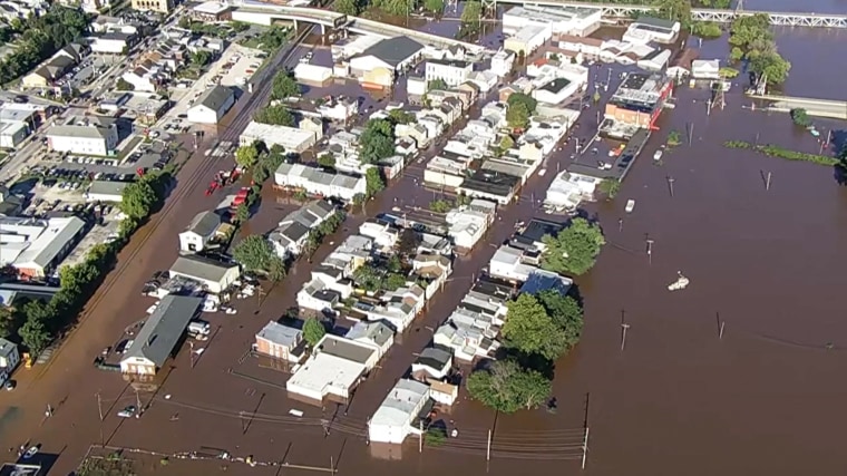 Bridgeport, Pa., near the Schuylkill River is flooded after Tropical Storm Ida passed through, on Sept. 2, 2021.