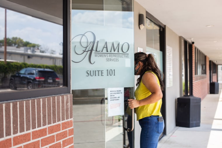 A person enters Alamo Women's Reproductive Services, an abortion clinic in San Antonio, on Sept. 2, 2021.