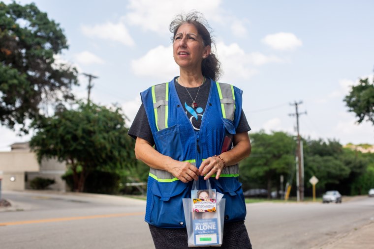 Catherine Nix, director of The San Antonio Coalition for Life, stands outside Alamo Women's Reproductive Services on Sept. 2, 2021.