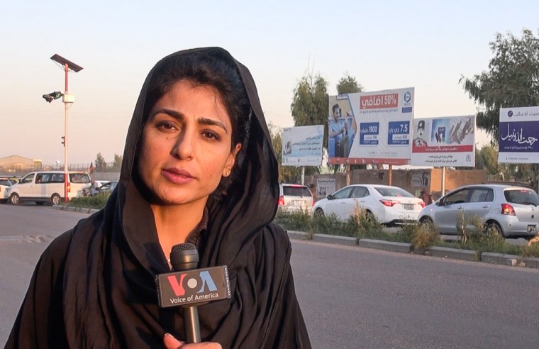 Voice of America journalist Ayesha Tanzeem at work in Afghanistan.