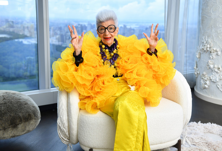 Iris Apfel sits for a portrait during her 100th Birthday Party at Central Park Tower on September 09, 2021.