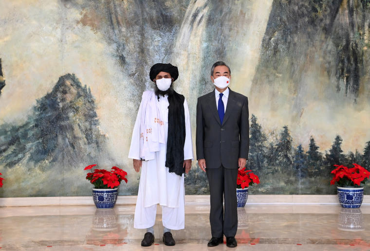 Image: Chinese State Councilor and Foreign Minister Wang Yi meets with Mullah Abdul Ghani Baradar, political chief of Afghanistan's Taliban, in Tianjin