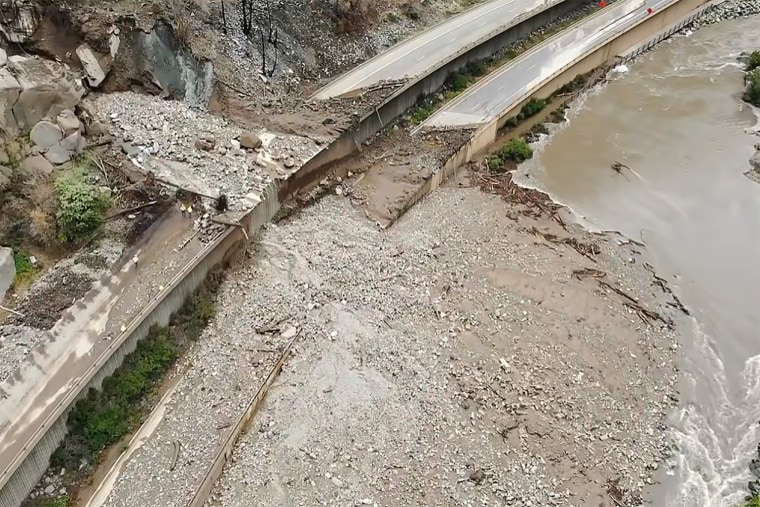 Image: An aerial image of I-70 Glenwood Canyon damage from mudslides