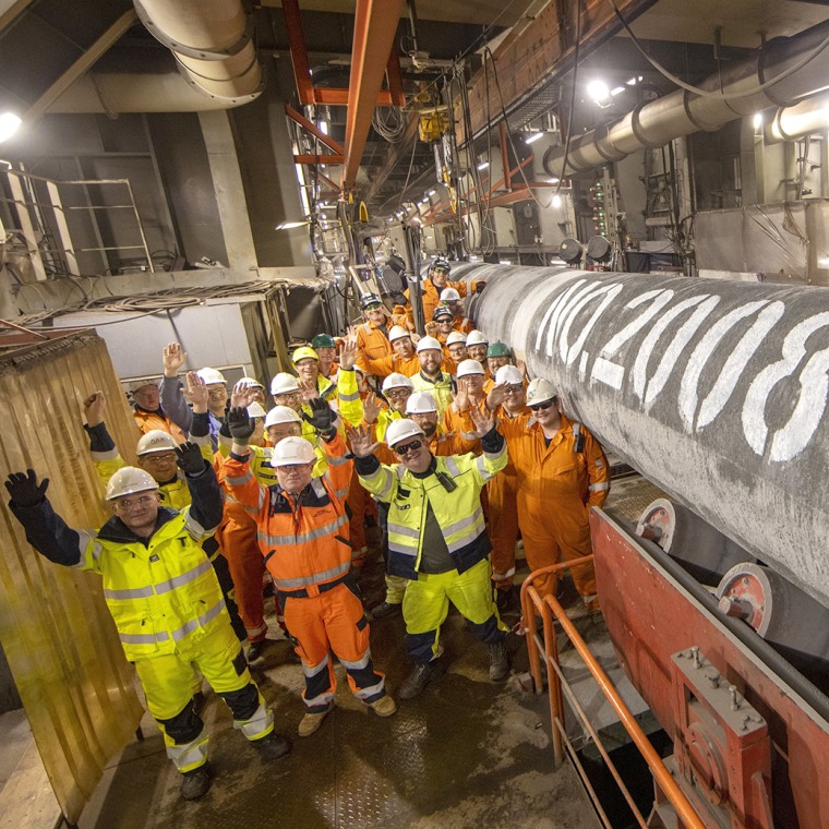 Image: Specialists finish the construction of the Nord Stream 2 gas subsea pipeline in the Baltic Sea