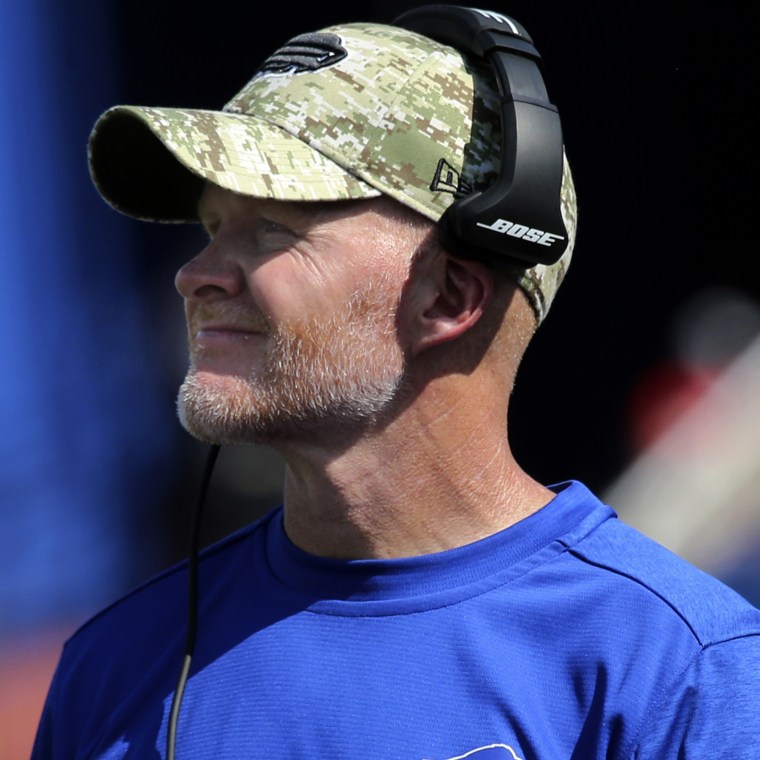 Buffalo Bills head coach Sean McDermott watches a preseason NFL football game on Aug. 28 in Orchard Park, New York. He often spends several hours a day outside as part of his job.