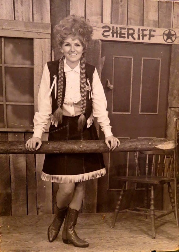 Leta Powell Drake in her role as "Kalamity Kate" on "Cartoon Corral."
