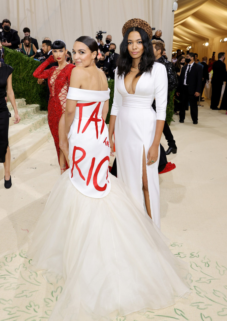 Alexandria Ocasio Cortez sends political message in first Met Gala