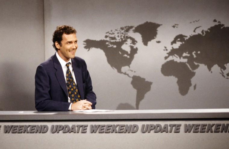 Image: Norm Macdonald during a "Weekend Update" skit on "Saturday Night Live" on April 12, 1997.