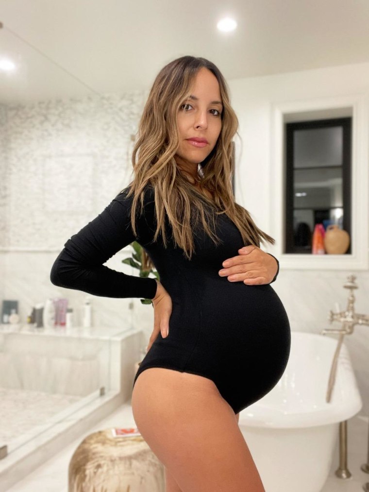 Lilliana Vazquez pregnant with baby Santiago, who was born eight weeks ago.