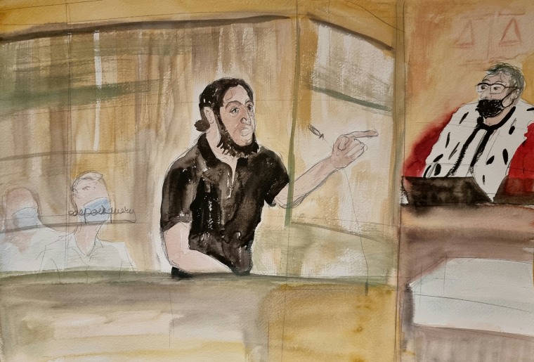 Image: Sketches show Paris' November 2015 attacks suspect during trial at Paris courthouse