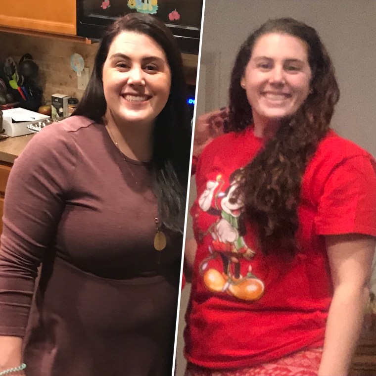 Samantha Talbot, before and after her weight loss.