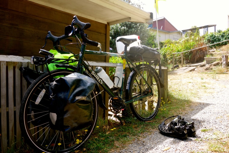 To help minimize her carbon footprint while traveling, Lockwood rode a bike to travel around.