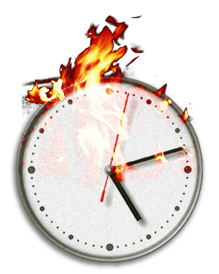 Illustration of a clock on fire