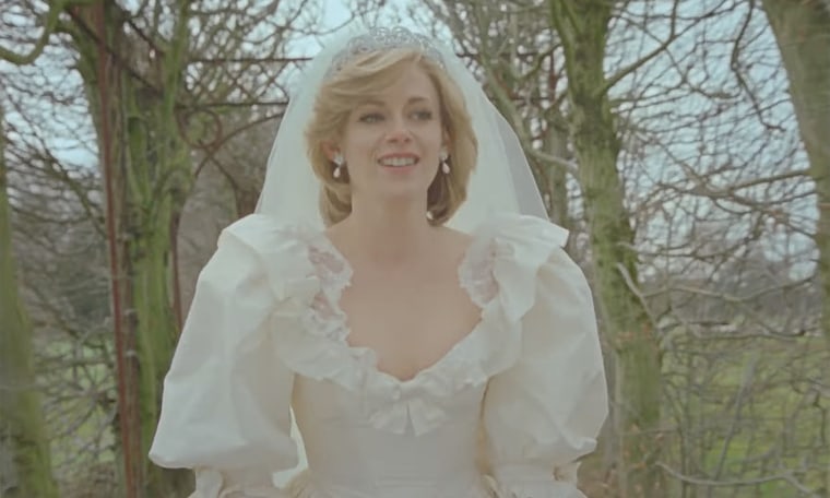 The new full-length trailer features flashbacks of a happier Diana on her wedding day to Prince Charles.
