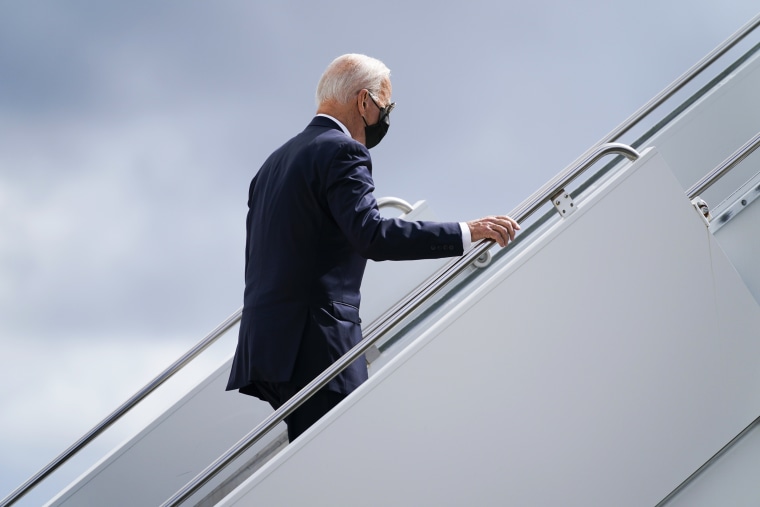 President Joe Biden boards Air Force One at John F. Kennedy Airport after speaking at the United Nations General Assembly on Sept. 21, 2021, in New York.