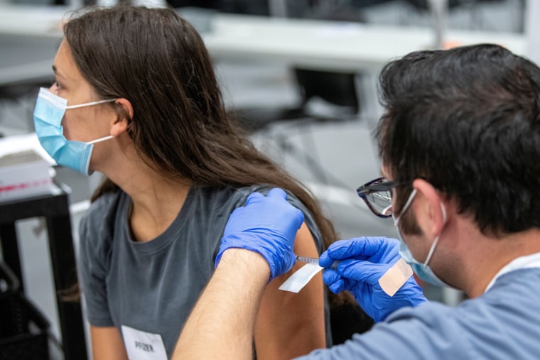 Image: FILE PHOTO: Vaccines are administered to students at Ohio State University