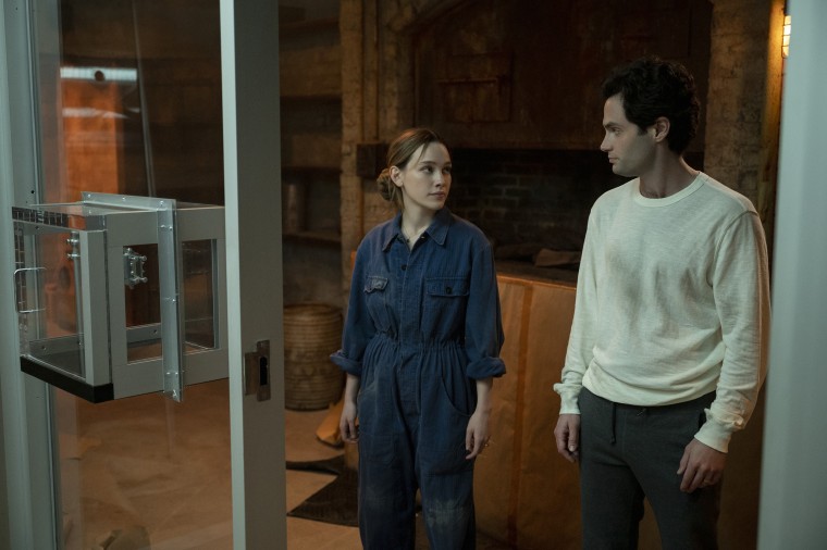 Love (Victoria Pedretti) and Joe (Penn Badgley) are a match made in heaven, and hell on "You."