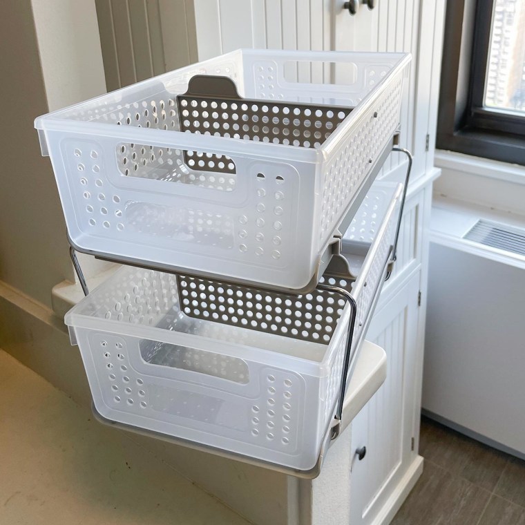 2 Tier Organizer with Clear Drawer Bins Great for Under Kitchen