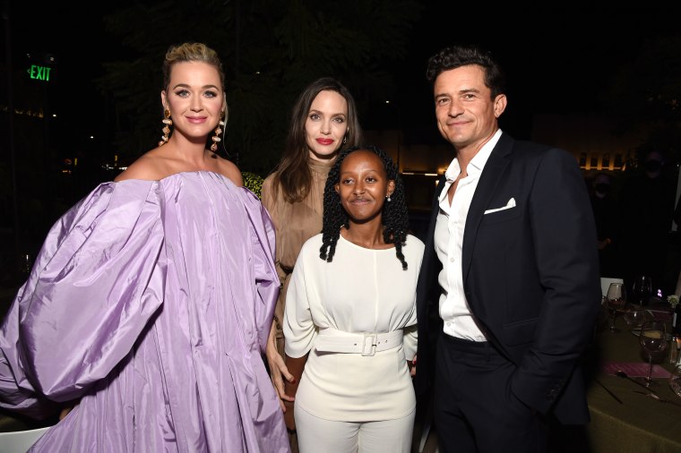 Katy Perry, Angelina Joli, Zahara Jolie-Pitt, and Orlando Bloom