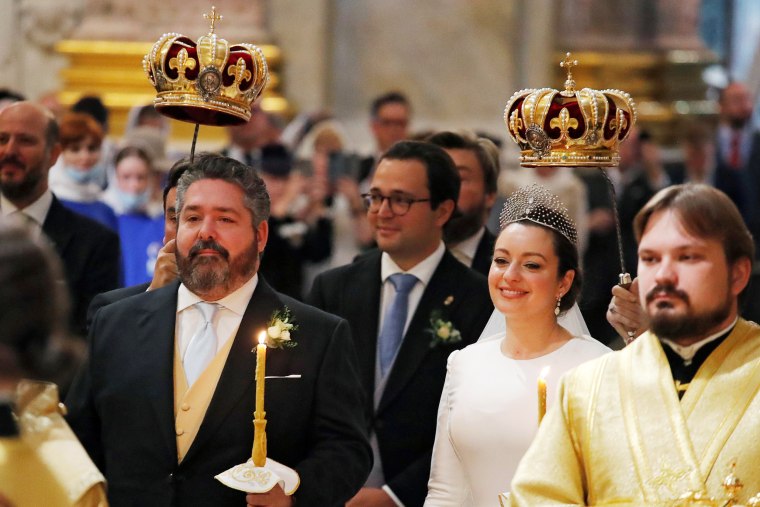 Image: The wedding ceremony of Grand Duke George Mikhailovich Romanov and Victoria Romanovna Bettarini in Saint Petersburg