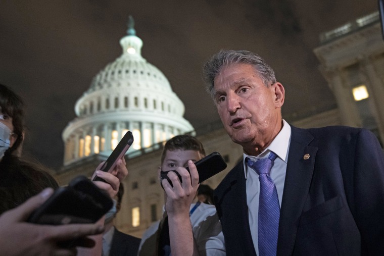 Sen. Joe Manchin, D-W.Va., at the Capitol on Sept. 30, 2021.