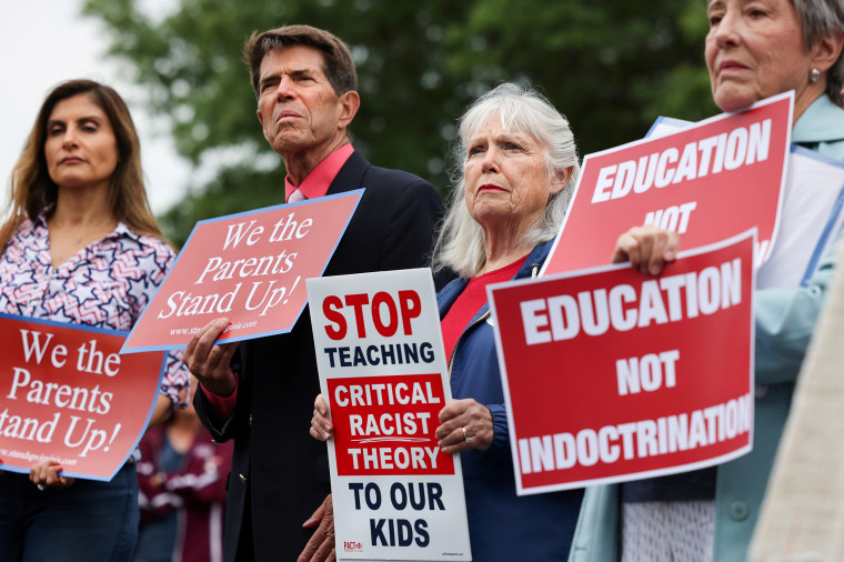 Image: A Virginia School board meeting reflects a battle playing out across the country over a once-obscure academic doctrine known as Critical Race Theory, in Ashburn