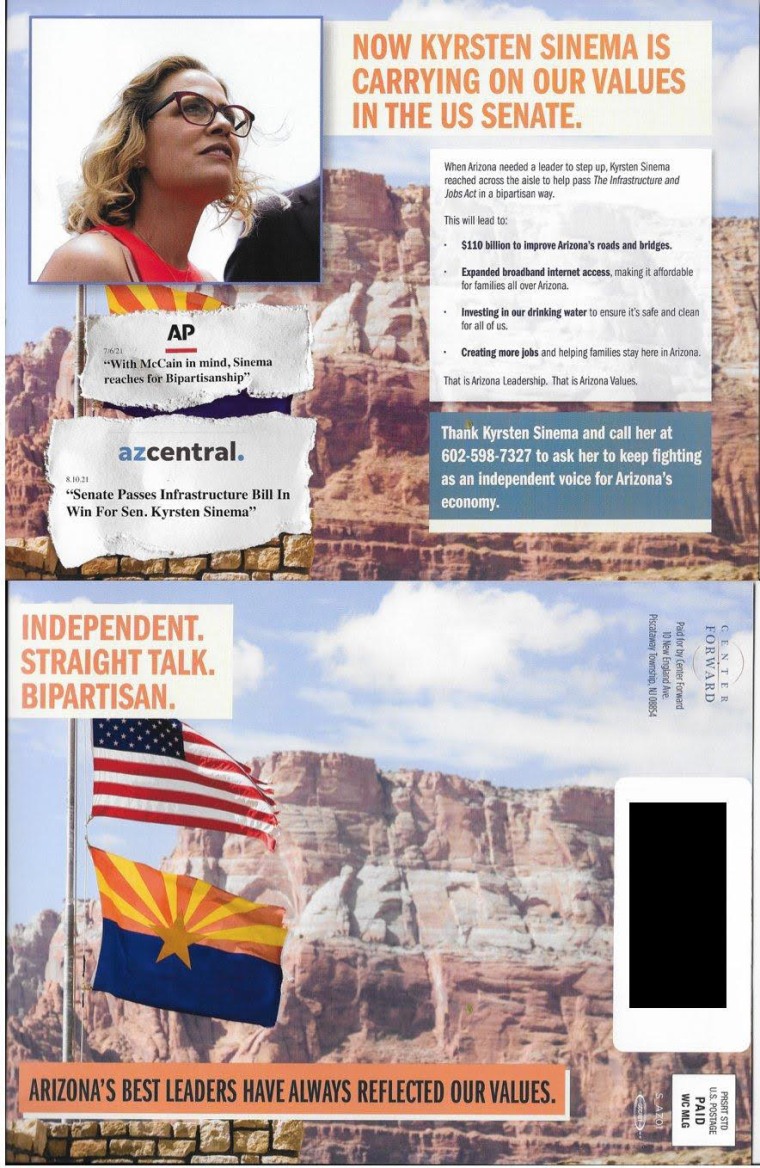 A pro-Sinema mailer distributed in Arizona