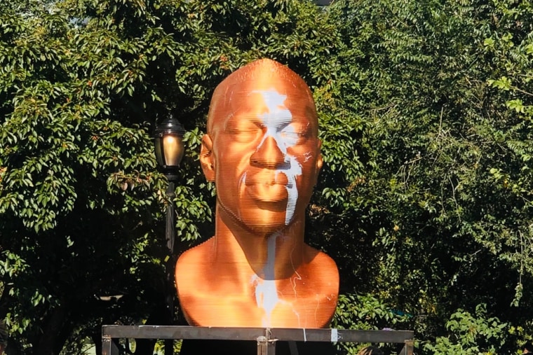 A sculpture of George Floyd was vandalized over the weekend after its unveiling.