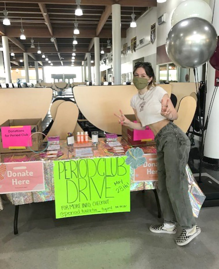 Oregon high school senior Daphne Ischer participates in a period product drive. 