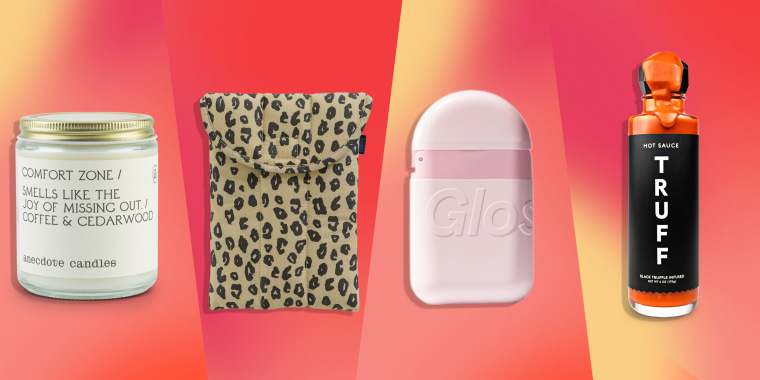 TRUFF Hot Sauce, Anecdote Comfort Glass Candle, Glossier Nightstand Duo and Baggu Puffy Tablet Sleeve