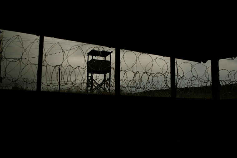 Image: A guard tower at Camp X-Ray at Guantanamo Bay in Cuba on Oct. 3, 2007.