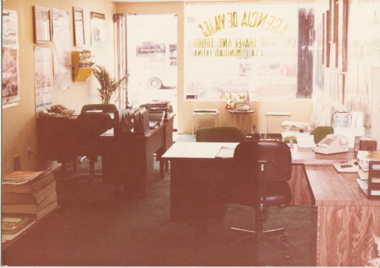 The inside of the travel agency Nina Vaca's family owned.