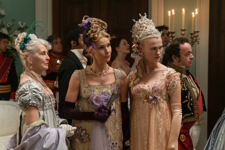 Joanna Bobin as Lady Cowper and Jessica Madsen as Cressida in episode 103 "Art of the Swoon" of "Bridgerton" on Netflix.