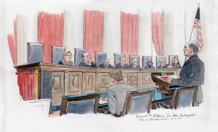 David F. Klein for Abu Zubaydah, at the U.S. Supreme Court on Oct. 6, 2021.