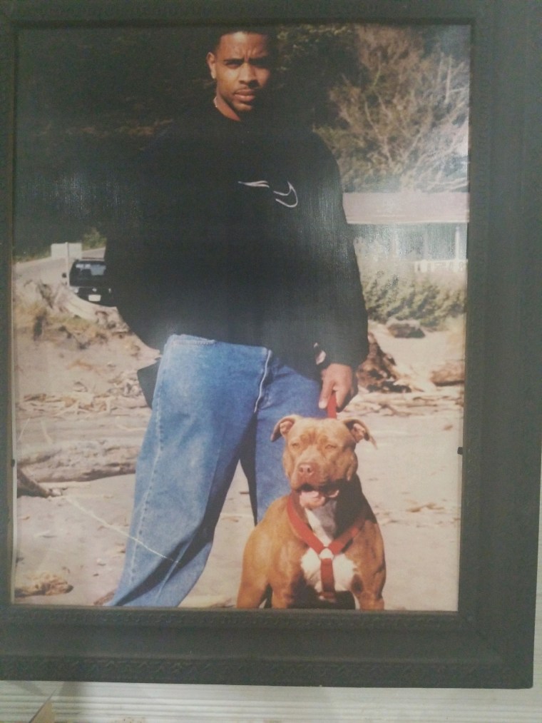 Corey Clark and his dog he shared with his former girlfriend, Cherie Anaya. 