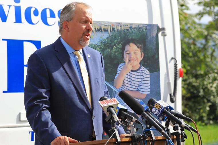 Orange County District Attorney David Hoovler provides updates on the investigation of 7-year-old Peter Cuacua's death in Newburgh, N.Y., on Oct. 8, 2021.