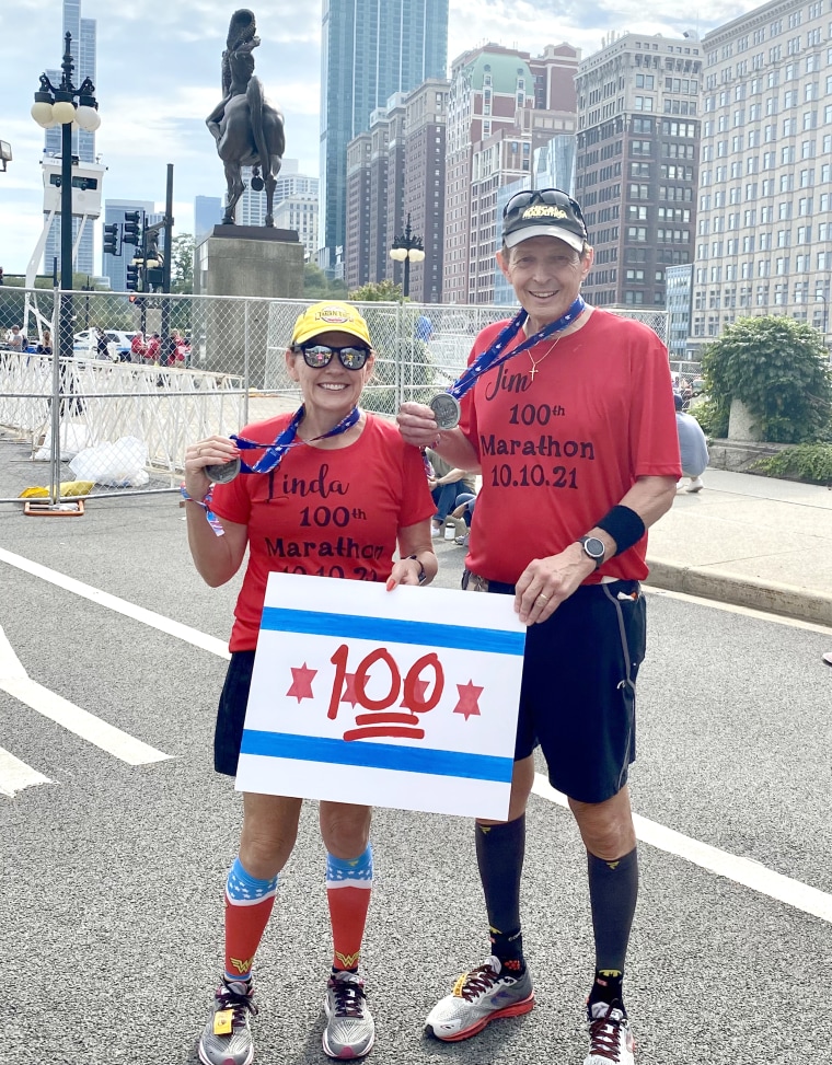 The Ballards say that running 100 marathons together means knowing when your partner needs to run their own race and when they need your support during it. 