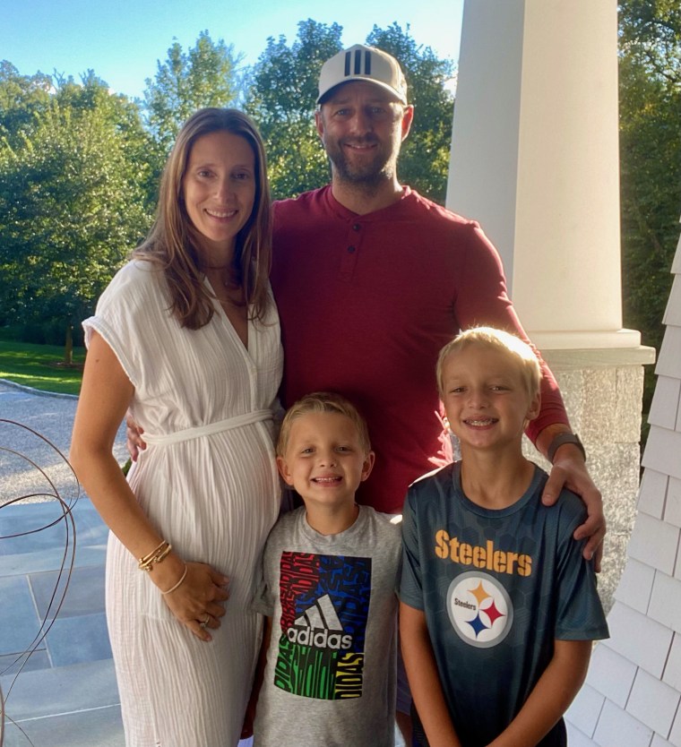 Five years after having triple negative breast cancer, Julie McAllister is pregnant with her third child due early next year.