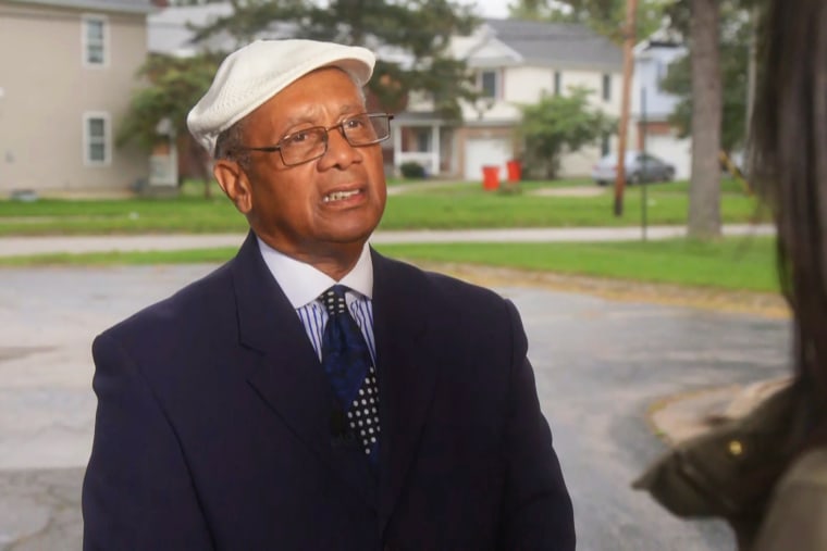 Image: Rev. Edward Pinkney speaks to NBC News about the lead water crisis, in Benton Harbor, Mich.