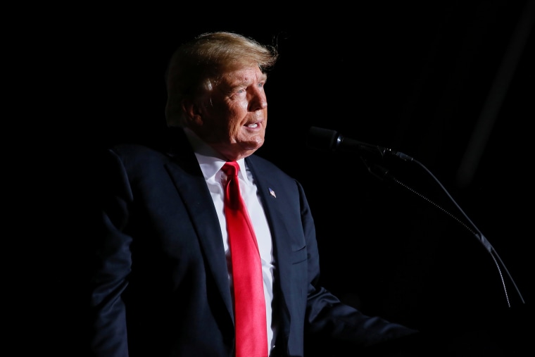 Former President Donald Trump speaks during a rally in Des Moines, Iowa, on Oct. 9, 2021.