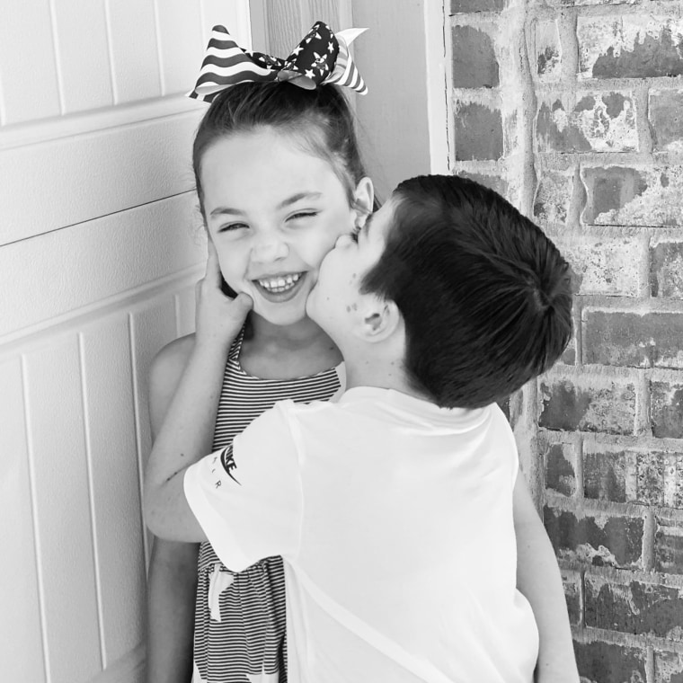 A cancer-free Beckett gave his sister Aubrey a kiss. 